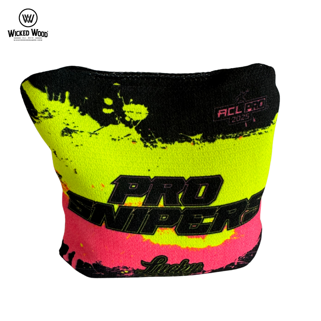 Lucky Bags - Pro Snipers 2025 - 1x4 Cornhole Bags Cornhole Bags Ultra Cornhole Yellow/Pink/Black