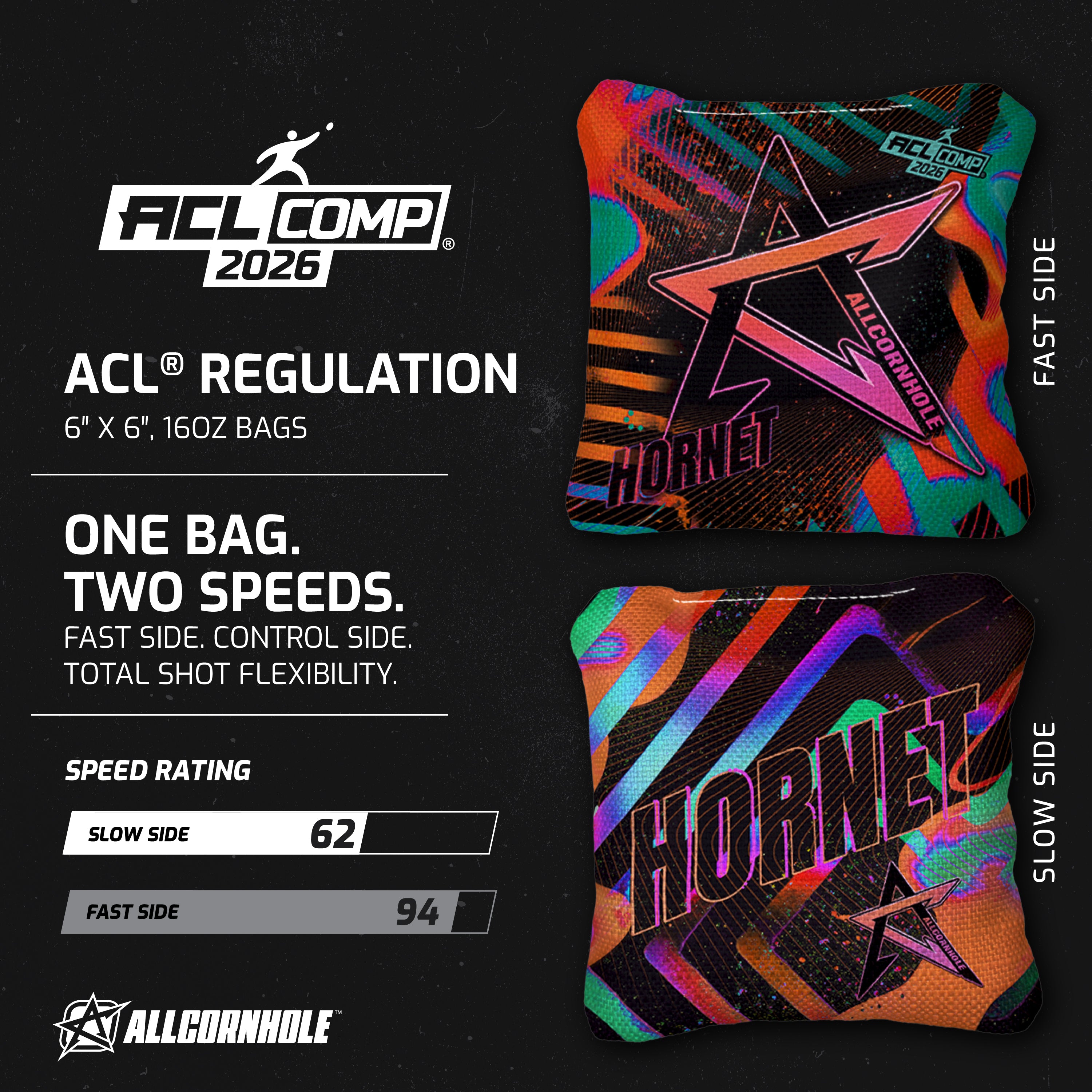 ALLCORNHOLE - HORNET 2026 - ACL COMP - 1x4 Cornhole Bags Cornhole Bags AllCornhole